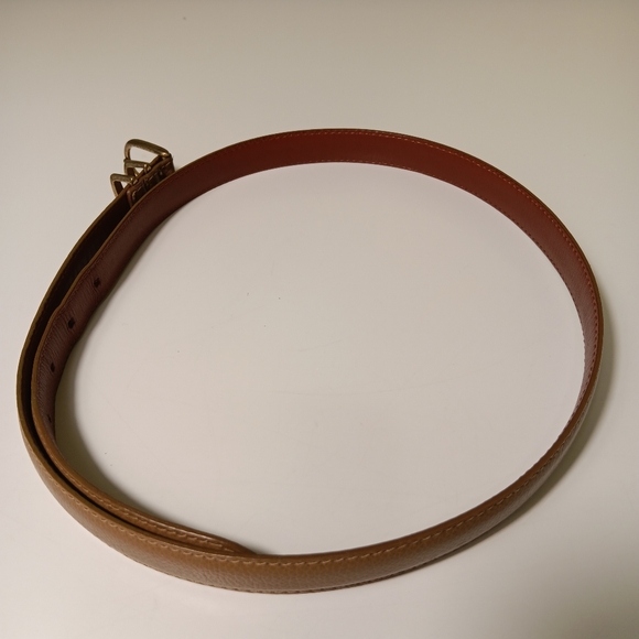 Coach belt Womens Large Carmel Leather Slim Brass Buckle Italy Designer - Picture 7 of 9